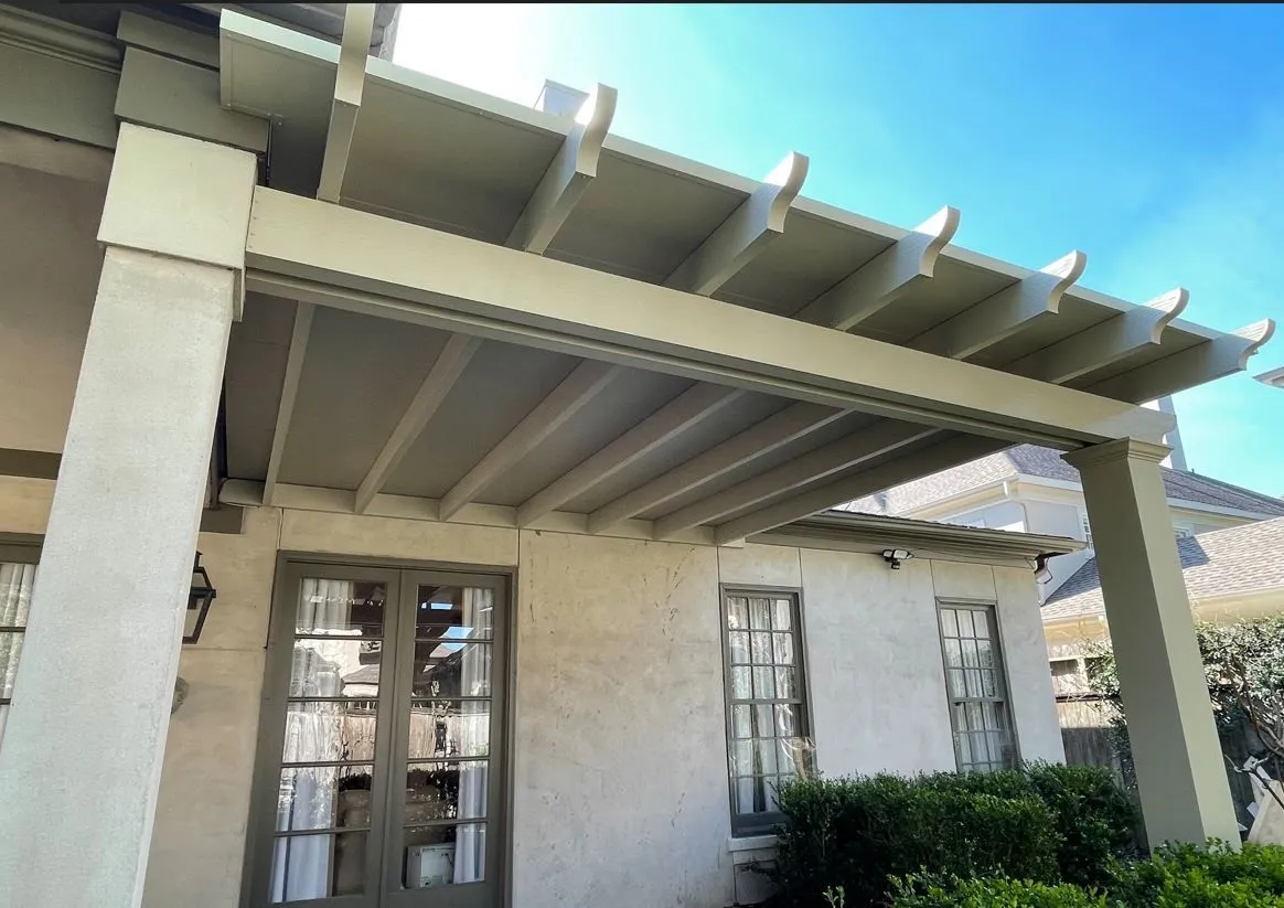 Alumawood-style aluminum pergola installed by Kool Covers
