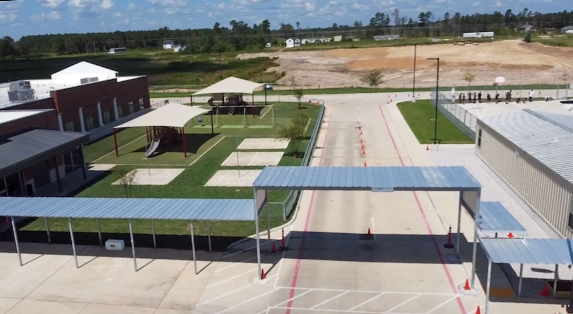 School walkway cover and canopy installed by Kool Covers
