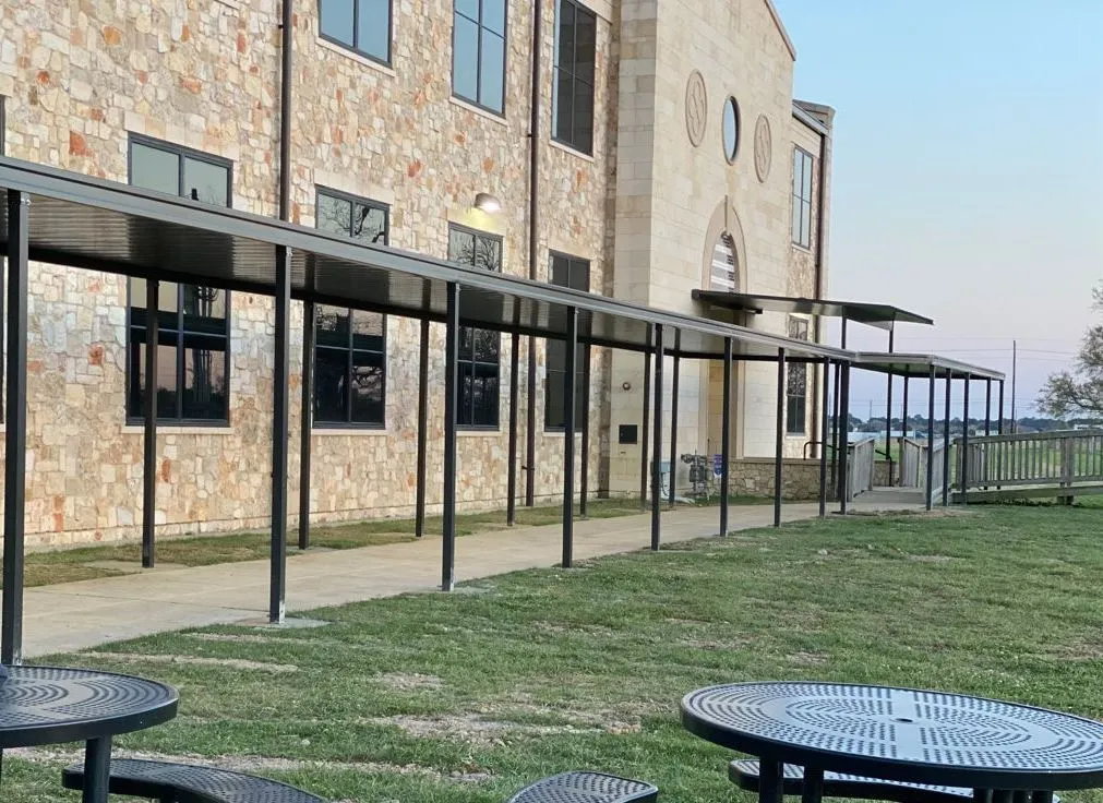 School walkway cover and canopy installed by Kool Covers