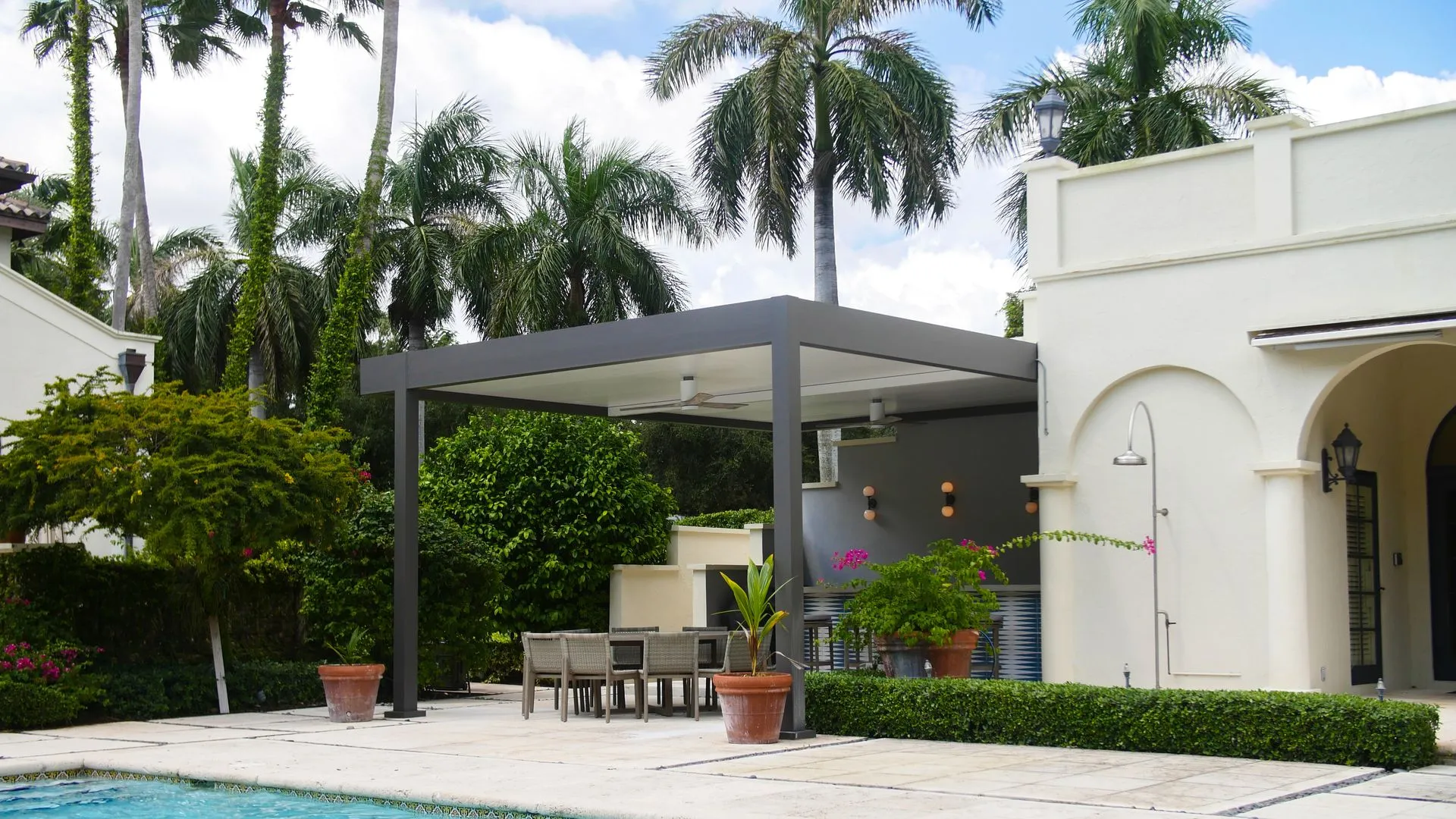 R-Shade louvered shade structure installed by Kool Covers