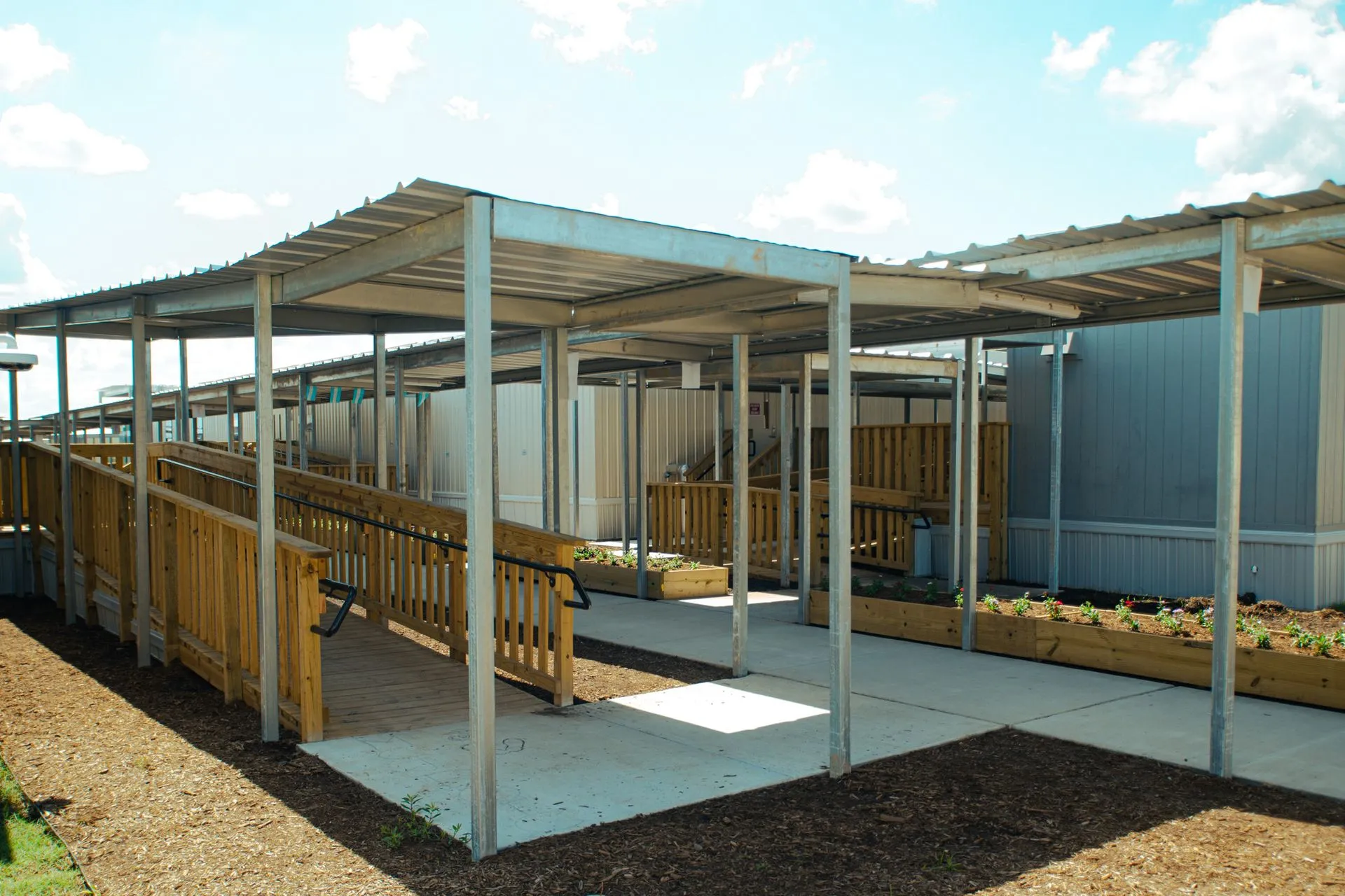 School walkway cover and canopy installed by Kool Covers