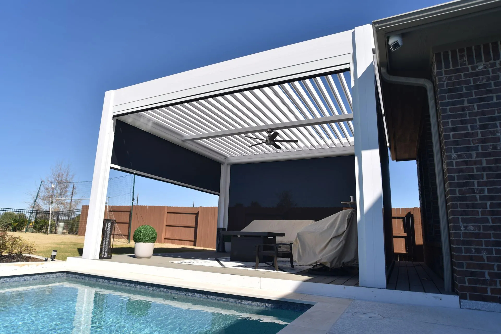Motorized screen installed by Kool Covers