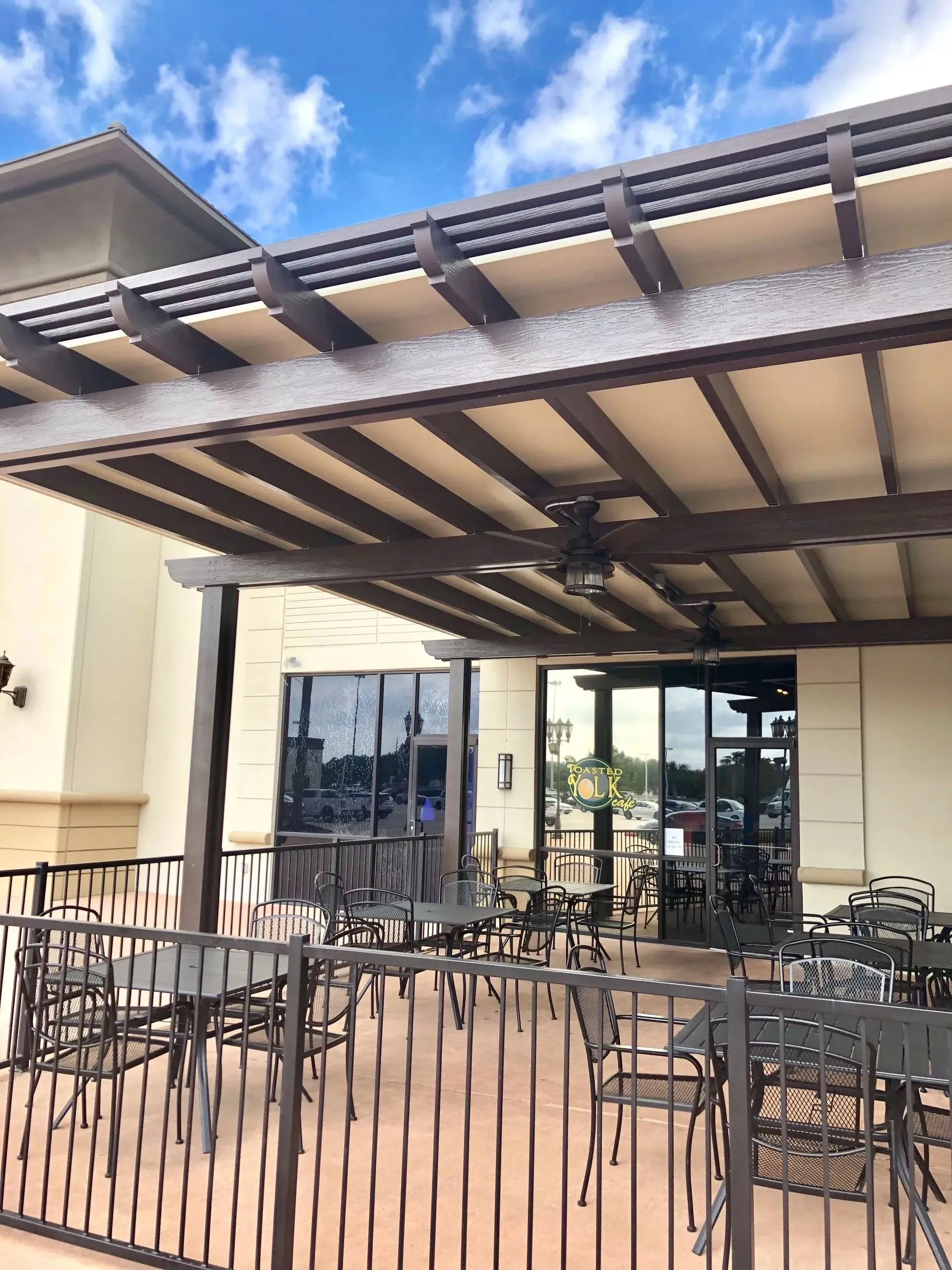 Restaurant patio cover installed by Kool Covers