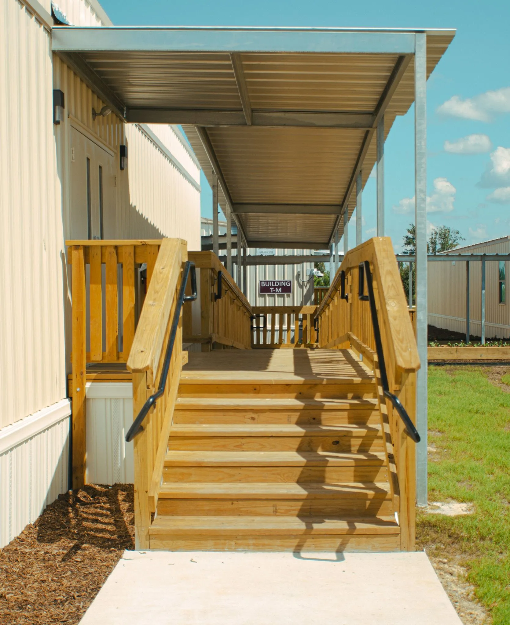 School walkway cover and canopy installed by Kool Covers