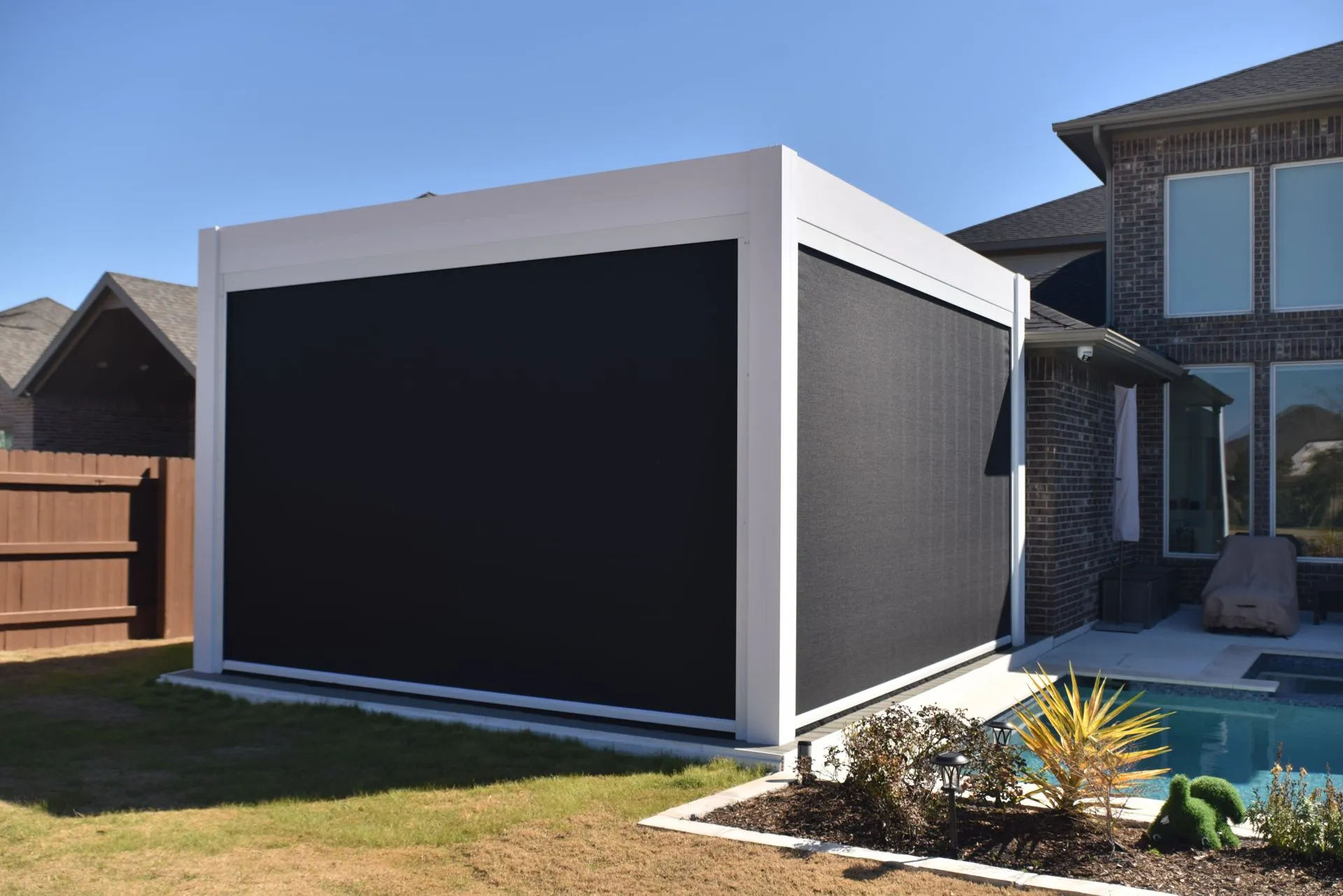 Motorized screen installed by Kool Covers