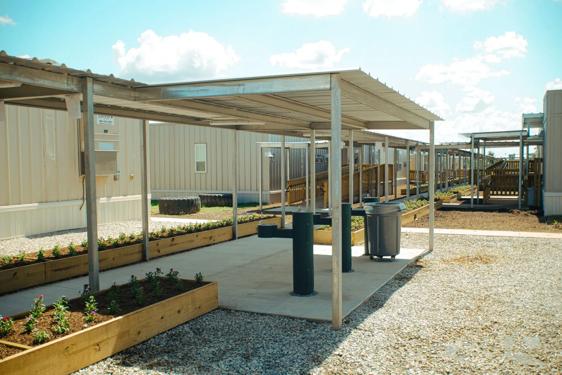 School walkway cover and canopy installed by Kool Covers