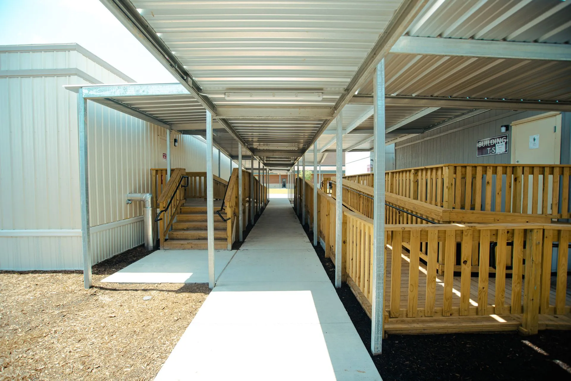 School walkway cover and canopy installed by Kool Covers