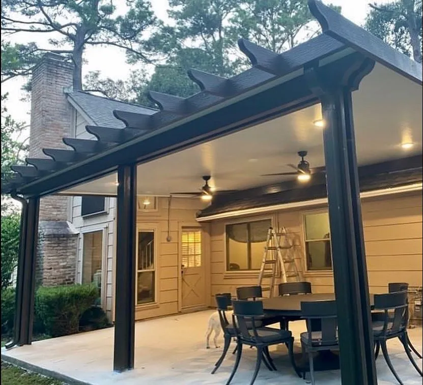 Roof-mounted patio cover installed by Kool Covers