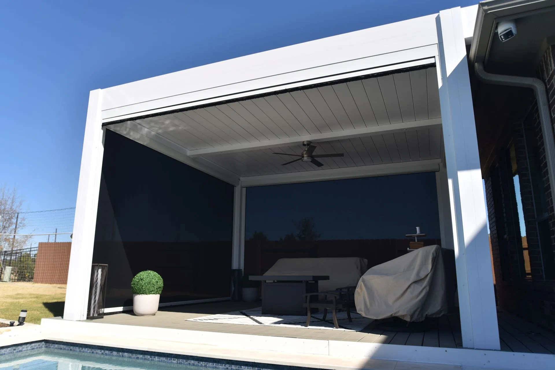 Motorized screen installed by Kool Covers
