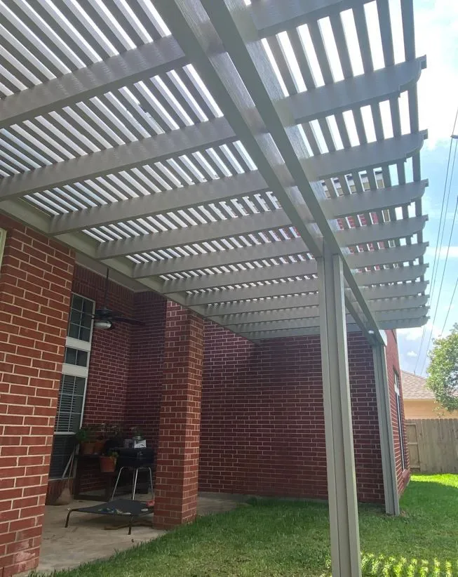 Alumawood-style aluminum pergola installed by Kool Covers