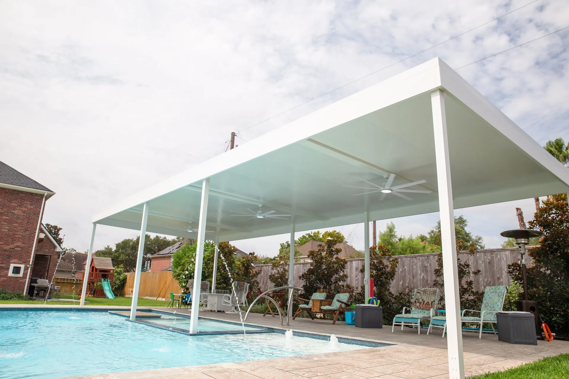 Aluminum patio cover installed by Kool Covers