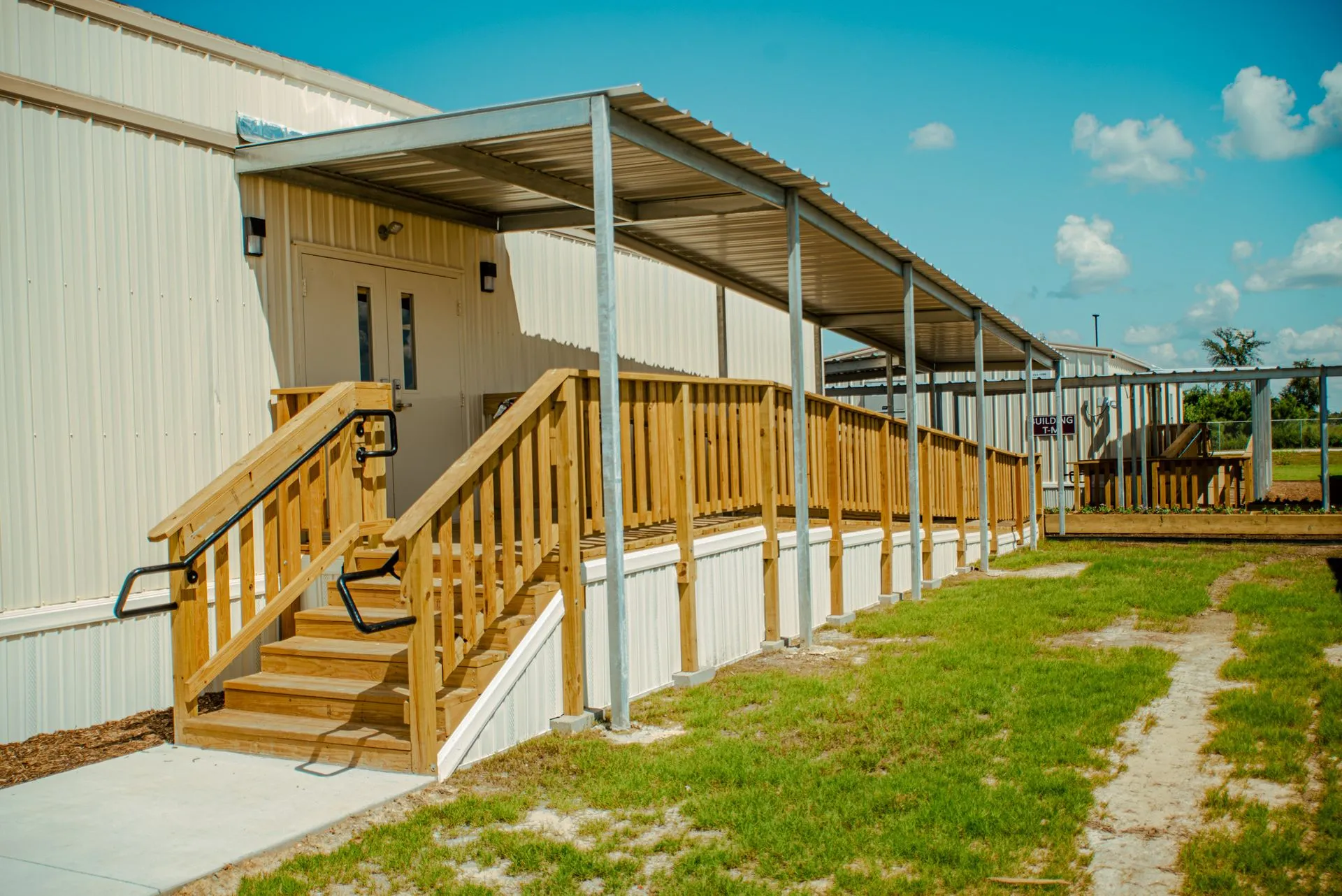 School walkway cover and canopy installed by Kool Covers