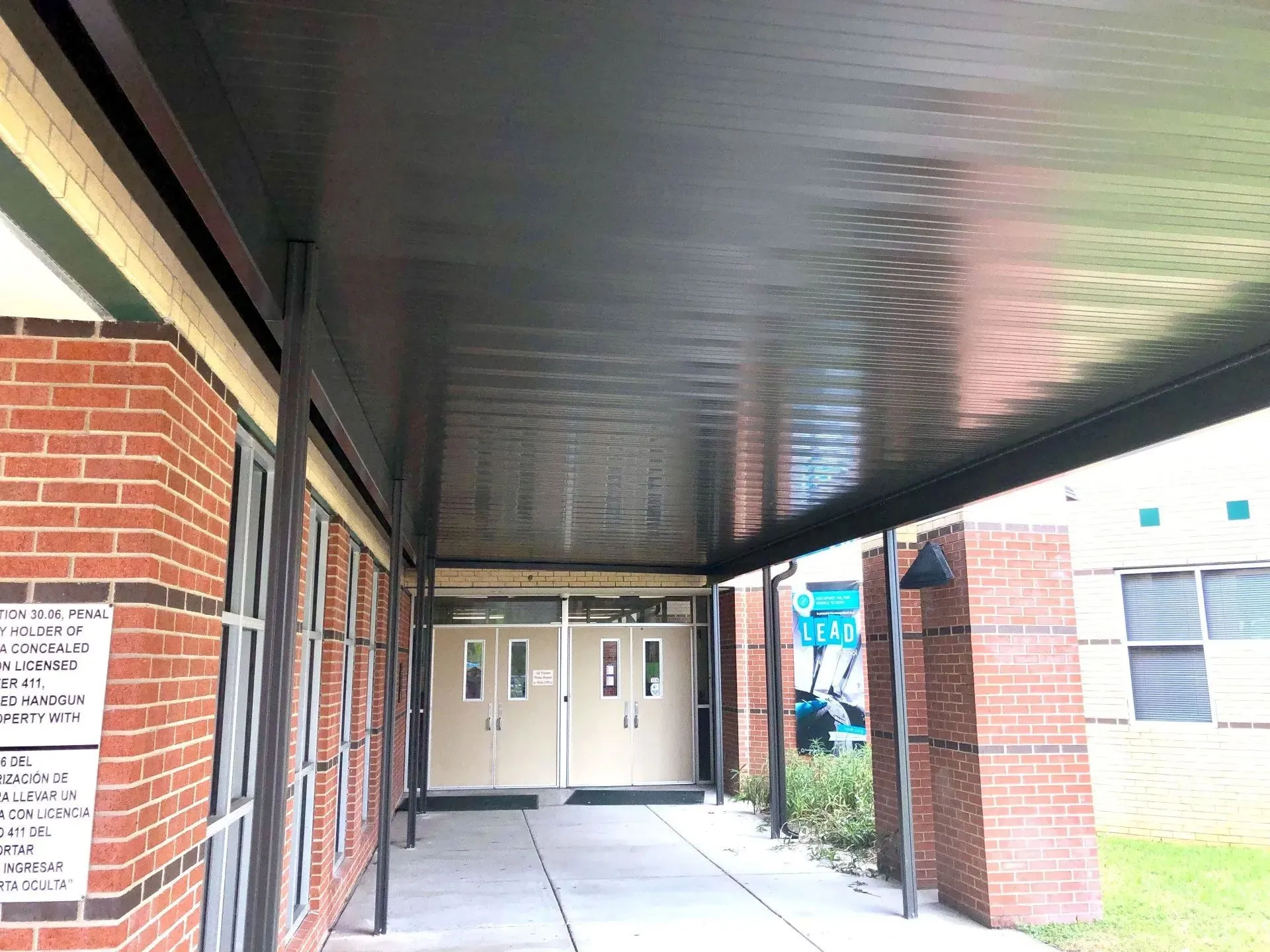 School walkway cover and canopy installed by Kool Covers